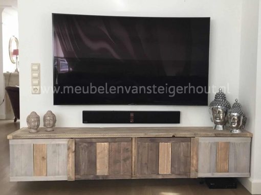 Tv meubel steigerhout dat zwevend kan worden opgehangen